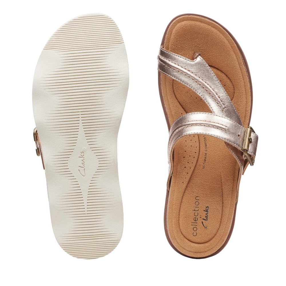 Clarks Brynn Madi Rose Gold Metallic leather sandals women’s 6W